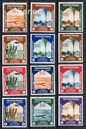 Italia, Tripolitania, kv. siirtomaanäyttely 1934, normaali ja lentopostisarja 
