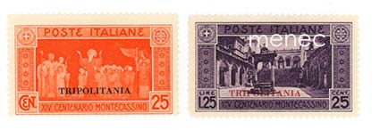 Italia, Tripolitania, Monte Cassinon luostari 1400 vuotta 1929, 2 kpl 