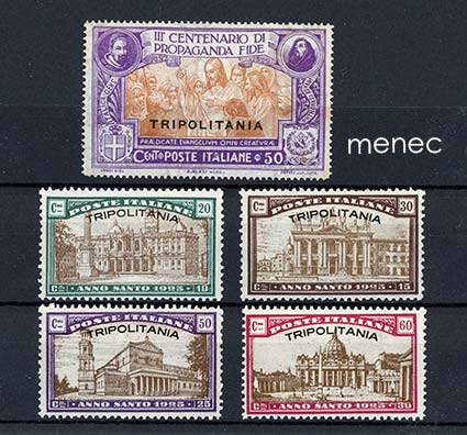 Italia, Tripolitania, De propaganda fide 1923, 50c ja pyhä vuosi 1925, 4 kpl 
