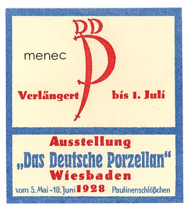 Mainosmerkki, Ausstellung 'Das Deutsche Porzellan', Wiesbaden 1928 