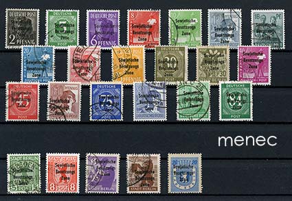 Saksa, NL:n miehitysvyöhyke 1948, käyttösarjaa miehitysvyöhyke-ylipainamalla, 24 kpl 