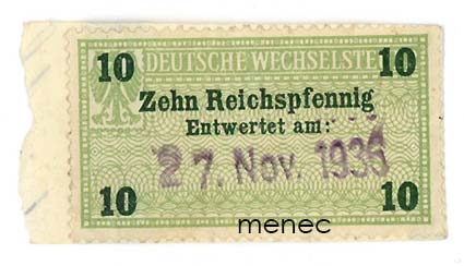 Saksa, Deutsche Wechselsteuer 1936, Zehn Reichspfennig 