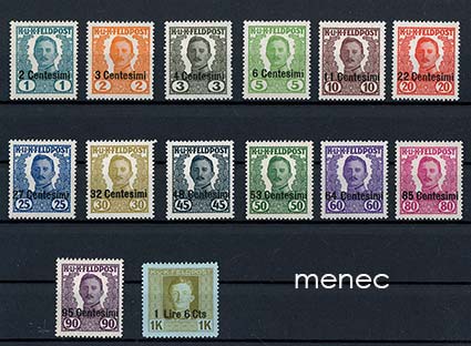 Itävalta, kenttäposti Italiassa, sarja 1918, uusi asu, ei ehtinyt julkaisuun 