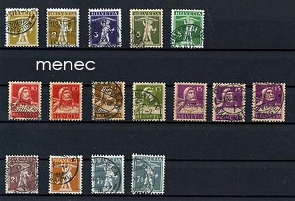 Sveitsi, Tell-sarjoja 1919-, 16 kpl, variantein 