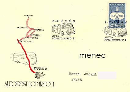 Autopostitoimisto 1, 1.2.1960, erikoisleima 