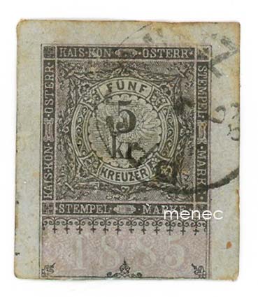 Itävalta, leimamerkki 1885, 5 Kr 