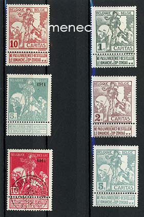 Belgia, 1910-1911, tuberkuloosia vastaan, 6 kpl lisälipukkeella 