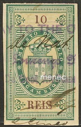 Portugali, Mosambik, veromerkki 10 reis 1892 