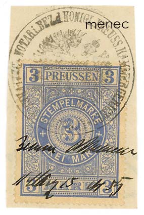 Saksa, Preussi, leimamerkki 1912, 3 M 