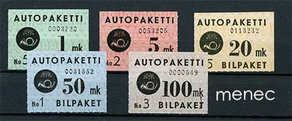 Autopakettimerkit 1949-1950 