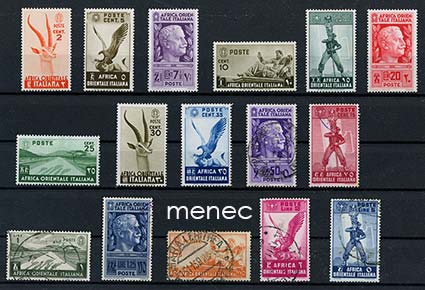 Italian Itä-Afrikka, käyttömerkkejä 1938 