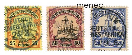 Saksa, Lounais-Afrikka, käyttösarjaa 1901, 3 kpl 