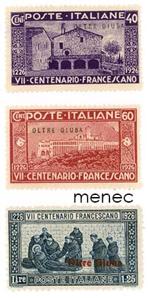 Italia, Oltre Giuba, Fransiskus Assisilaisen kuolemasta 700 vuotta 1926, 3 kpl 