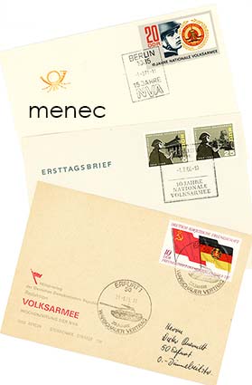 Saksa, DDR, Kansanarmeija filateliassa, 3 kpl