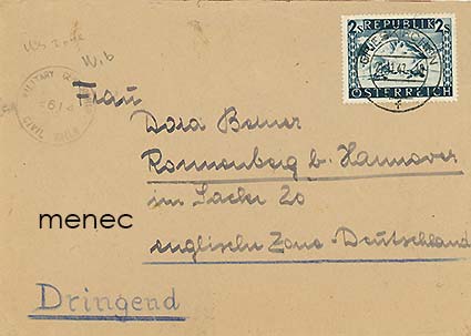 Itävalta, kirje Saksaan 1947, avannut Military Censorship / Civil Mails 