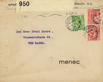 Iso-Britannia, kirje Lontoosta Haagiin 1915, Opened by the Cencor 