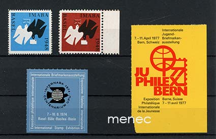 Postimerkkinäyttelyiden kirjeensulkijoita, Sveitsi, 4 kpl 