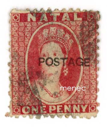 Iso-Britannia, Natal 1869, 1p, Postage-ylipainama 