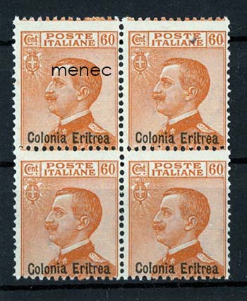 Italia, Eritrea, Victor Emanuel III, 60c ylipainamalla Colonia Eritrea, nelilö 