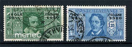 Italia, Egeanmeren saaret 1932, Dante-seuran sarjaa, 2 kpl 