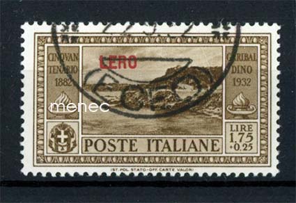 Italia, Egeanmeren saaret 1932, Leros, Garibaldin kuolinpäivä 1932, 1,75+0,25L 