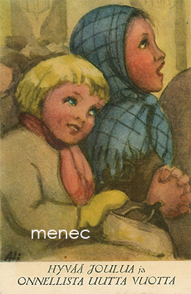 Hyvää joulua, kaksi lasta 