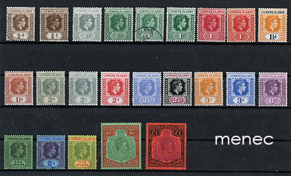 Iso-Britannia, Leewardsaaret, Yrjö VI -sarja 1938 (täysi sarja + 4 varianttia) 