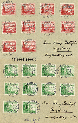 Saksa, talviapu 1937, 5+3 ja 12+6Pf, 2x10 kpl kirjeillä 