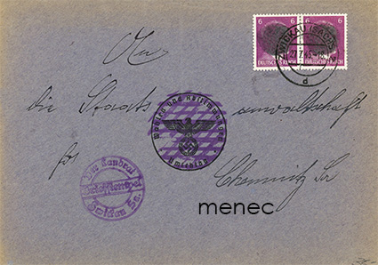 Hitler-mustaus, Zwickau, Sachsen, 6 Pf pari (27.7.1945) 