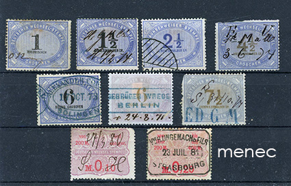 Saksa, Wechsel-Stempel, veromerkkejä, 9 kpl 
