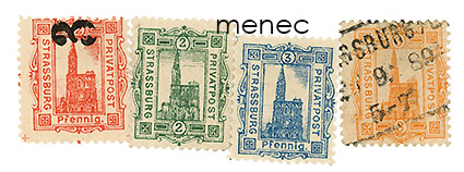Saksa, Strassburg Privatpost 1887-1890, 4 kpl 