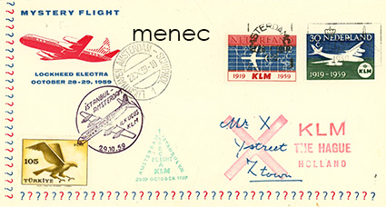 Alankomaat, Mystery Flight, Locheed Electra 28-29.10.1959 Amsterdam - Istanbul - Amsterdam 