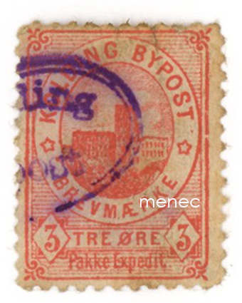 Tanska, paikallispostia, Kolding bypost 1883, 3 ö 