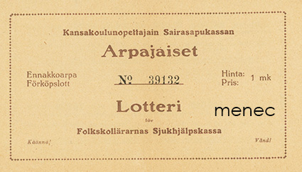 Kansakoulunopettajain Sairasapukassa, ennakkoarpa 