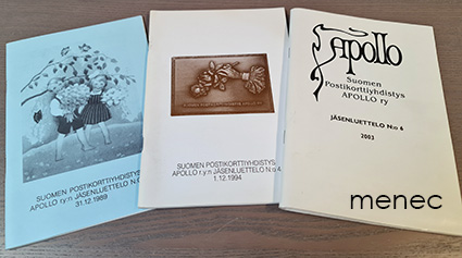 Suomen Postikorttiyhdistys Apollo r.y:n jäsenluettelot N:o 3, 4 ja 6 