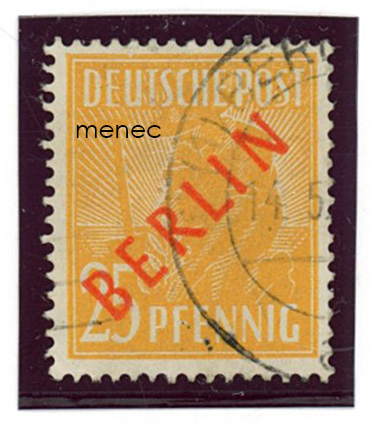 Saksa, Berliini, liittoutuneitten miehitys 1949, käyttösarjaa ylipainamalla, 25 Pf 