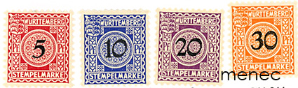 Saksa, Württemberg, leimamerkkisarja 1907-1911 