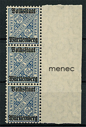 Saksa, Württemberg, Dienstmarken 1919, reuna-kolmirivilö 