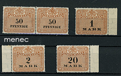 Saksa, leimamerkkejä n. 1880, 5 kpl 
