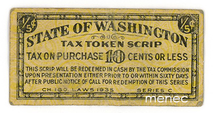 USA, Washington Tax Token Scrip Series C (1/5c) 