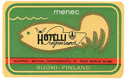 Kuopio, hotelli Puijonsarvi, matkalaukkumerkki 