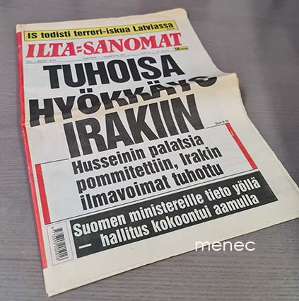 Ilta-Sanomat 17.1.1991, hyökkäys Irakiin 