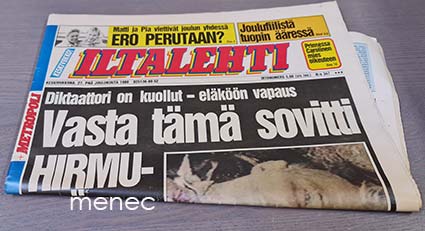 Ilta-Sanomat 27.12.1989, Ceausescun kuolema 