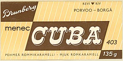 Cuba, pehmeä rommikaramelli, etiketti 