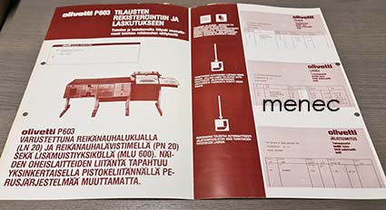 Olivetti P603, kolme mainos/esittelylehteä 