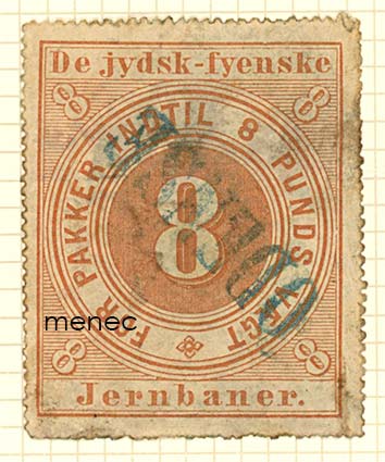 Tanska, rautatierahtimerkki, Jydsk-Fyenske Jernbaner, 8 paunan lähetyksestä 