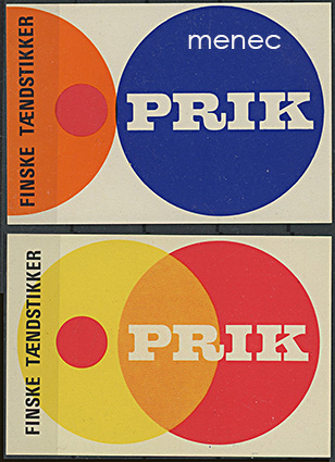 Vientietikettejä Tanskaan, Finske taendstikker Prik, 2 kpl, suuri aski 