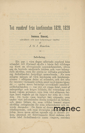 Rancken, Johan Oskar Immanuel - Två resebref från kontinenten 1828, 1829  