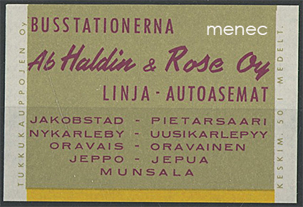 Tulitikkuetiketti, Linja-autoasemat Haldin & Rose 