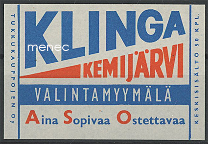 Kauppiasetiketti, Klinga, Kemijärvi 